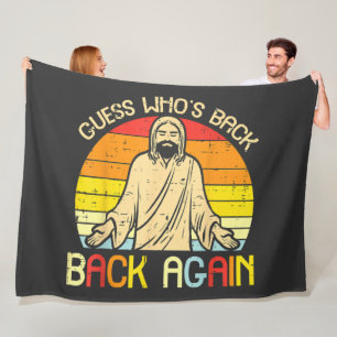 Easter Jesus Guess Whos Back Religious Christian Fleece Blanket