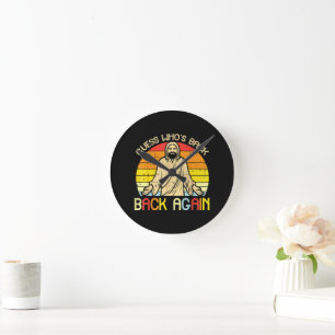 Easter Jesus Guess Whos Back Religious Christian Round Clock