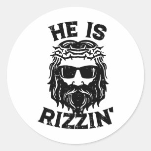 Easter Jesus He Is Rizzin Risen Fun Christian Men Classic Round Sticker