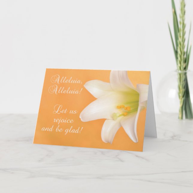 Easter Joy and Blessings Alleluia Lily on Gold Holiday Card (Front)