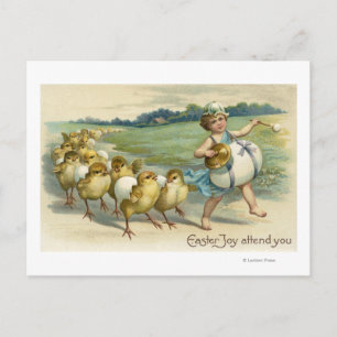 Easter Joy Attend YouChicks in a Parade Holiday Postcard
