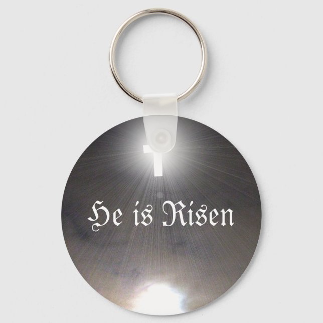 Easter Key Chain He is Risen Light Stream Cross (Front)