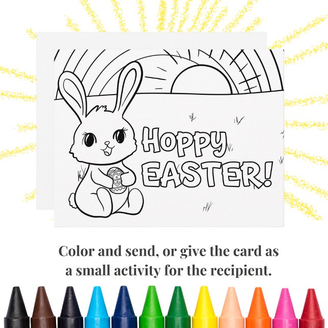 Easter Kids Colouring Card with Bunny and Egg (A cute card to color and send, or save the coloring for the kid on the receiving end. : )  )