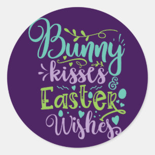 Easter kisses wishes classic round sticker