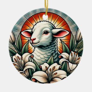 Easter Lamb Ceramic Ornament