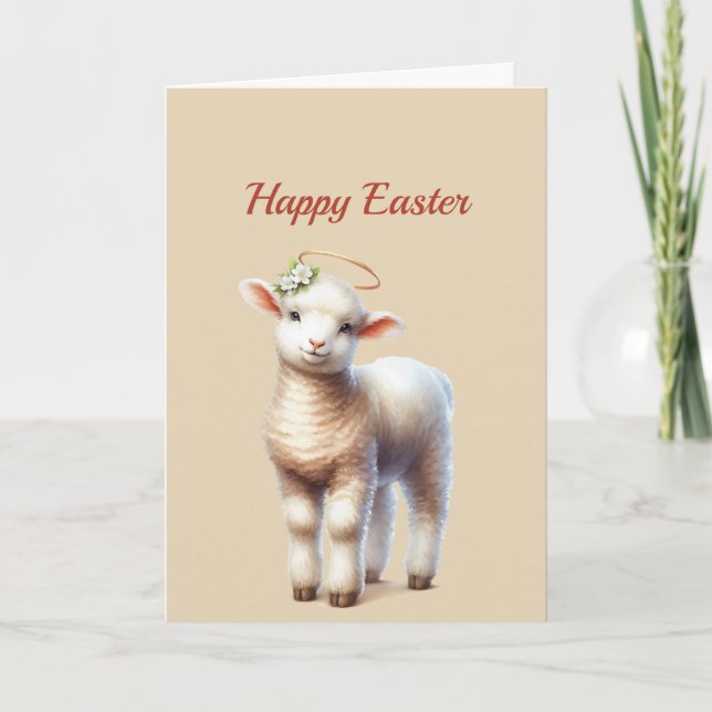 Easter Lamb Illustration Holiday Card (Front)