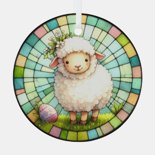 Easter Lamb In Stained Glass Ornament