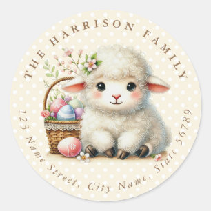 Easter Lamb Personalized Name Round Stickers