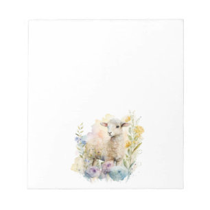 Easter Lamb Religious Christian Watercolor Florals Notepad