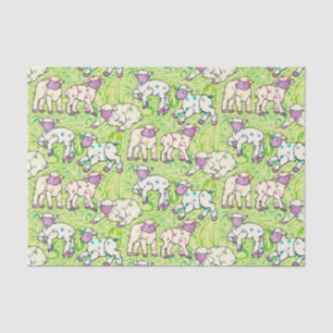 Easter Lambs Pattern on Paisley Tissue Paper