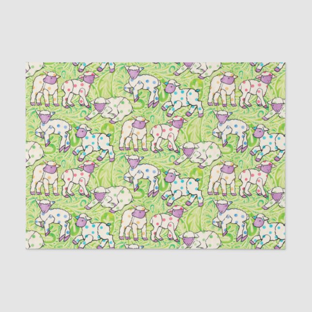 Easter Lambs Pattern on Paisley Tissue Paper (Front)