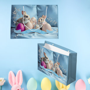 Easter Large Gift Bag Two Rabbits & Easter Eggs