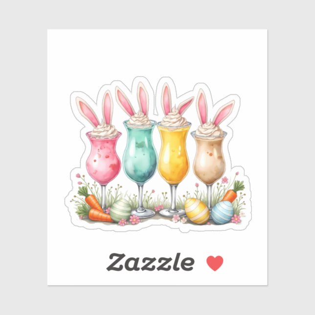 Easter Latte Glasses of Latte with Bunny Ears (Sheet)