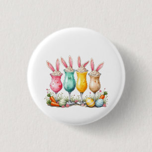 Easter Latte Glasses of Latte with Bunny Ears 1 Inch Round Button