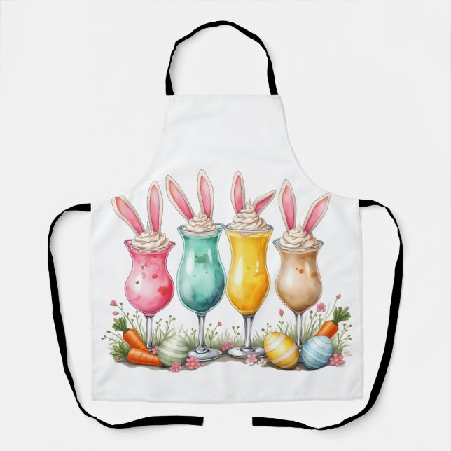 Easter Latte Glasses of Latte with Bunny Ears Apron (Front)