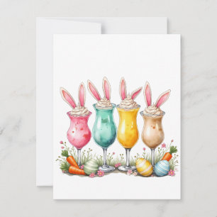 Easter Latte Glasses of Latte with Bunny Ears Card