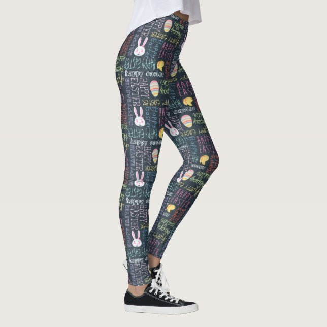 EASTER Leggings Bunny Egg Yoga Pants Women's Girls (Right)