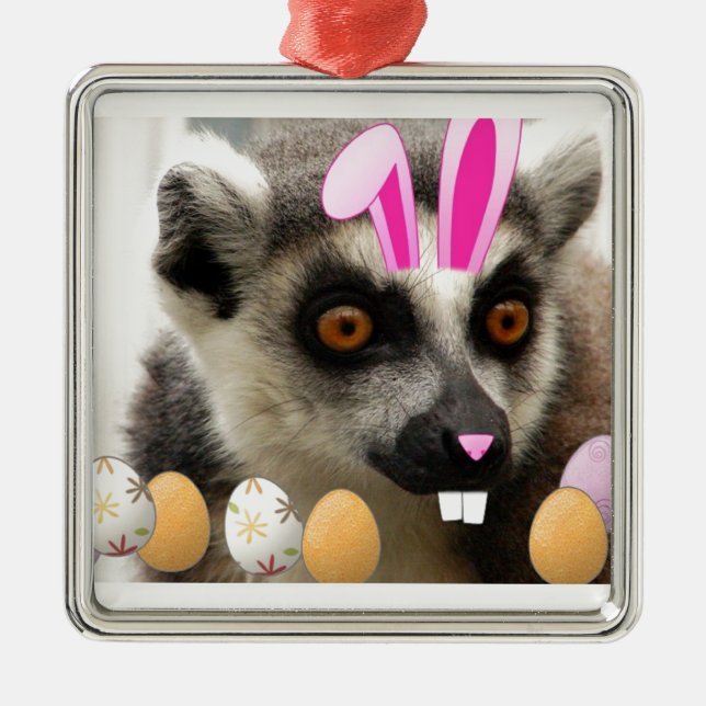 Easter Lemur Metal Ornament (Front)
