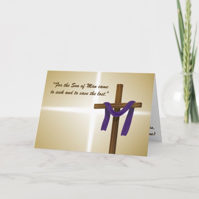 Easter Lent Cross Purple Drape Resurrection Day Card (Front)