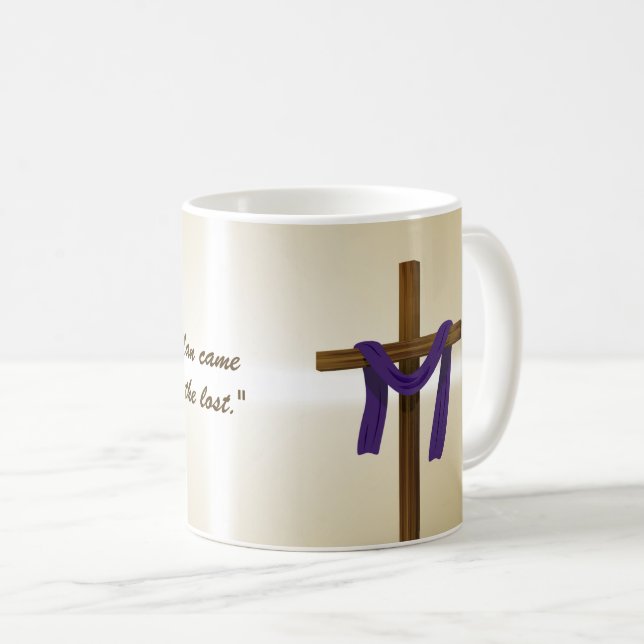 Easter Lent Cross Purple Drape Resurrection Day Coffee Mug (Front Right)