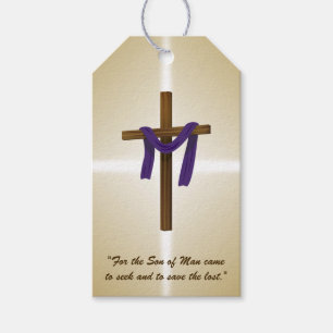 Easter Lent Cross Purple Drape Resurrection Day Gift Tags