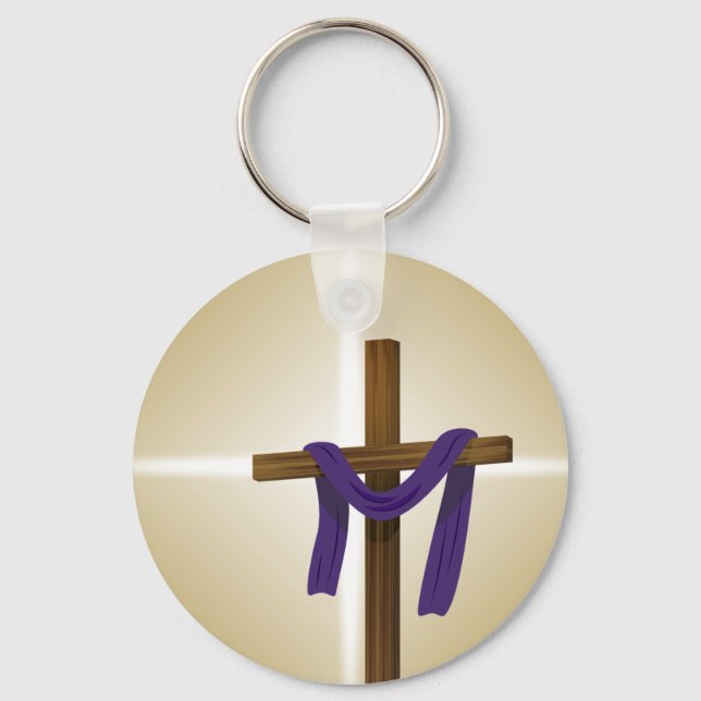 Easter Lent Cross Purple Drape Resurrection Day Keychain (Front)