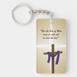 Easter Lent Cross Purple Drape Resurrection Day Keychain