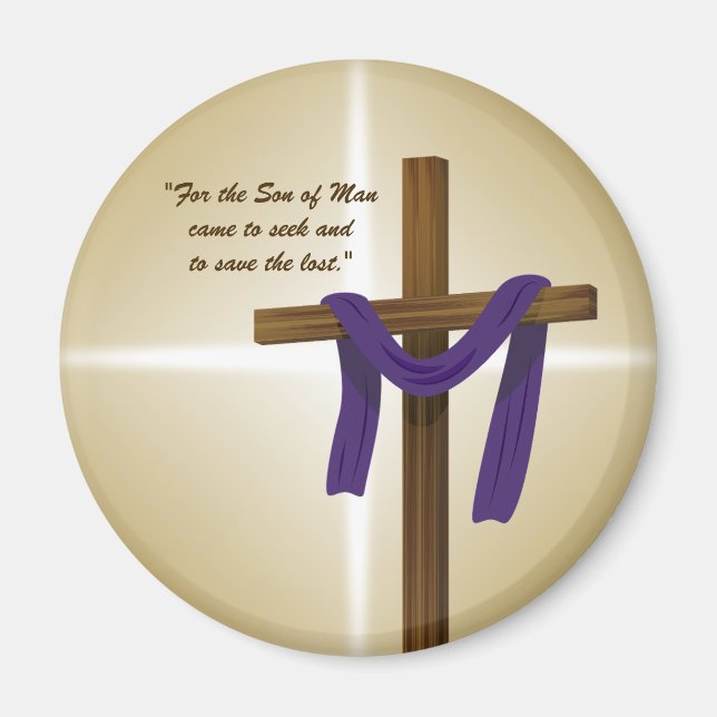 Easter Lent Cross Purple Drape Resurrection Day Magnet (Front)