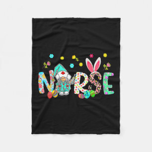 Easter Leopard Decor Bunny Ears Nurse Gnome Happy Fleece Blanket