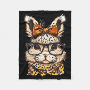 Easter Leopard Print Gles Rabbit Print Fleece Blanket