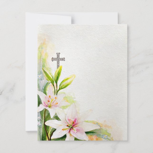 Easter Lilies and Cross blank stationery Holiday Card (Front)