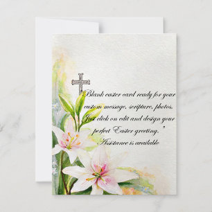 Easter Lilies and Cross blank stationery Holiday Card