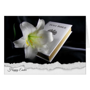 Easter Lilies with on white Bible