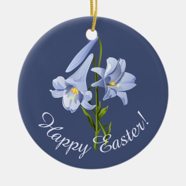 Easter Lily Bouquet Ceramic Ornament (Front)