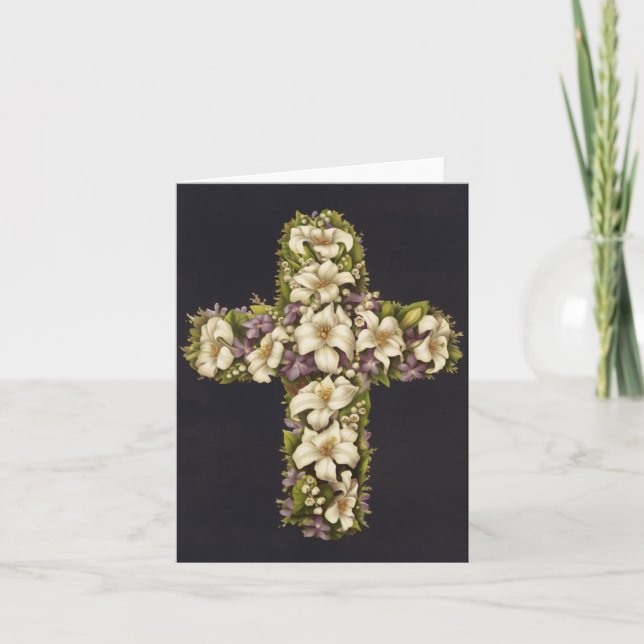 Easter Lily Cross Holiday Card (Front)