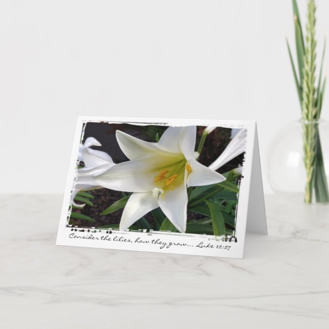 Easter Lily Custom Text Easter Card  (Front)