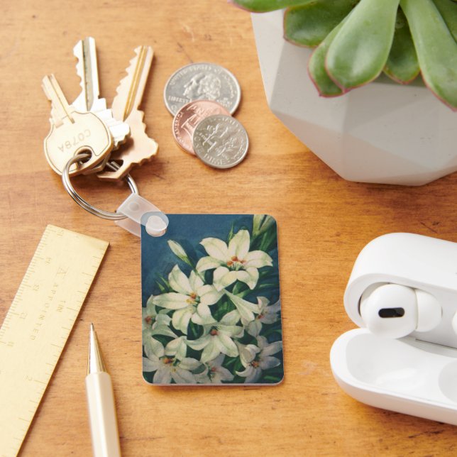 Easter Lily Flowers, Vintage Easter Lilies Keychain (Desk)