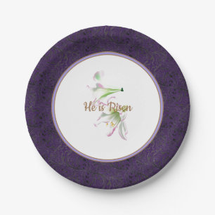 Easter Lily Paper Plates He is Risen