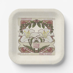 Easter Lily: Vintage Style Design Peace Hope  Paper Plate
