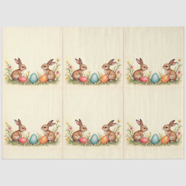 Easter Little Rabbits Vintage Popular Collection Tissue Paper (Front)