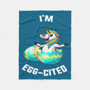 Easter M Egg Cited Unicorn Fleece Blanket