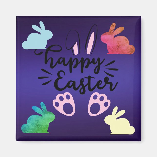 Easter Magnet with different coloured bunnies (Front)