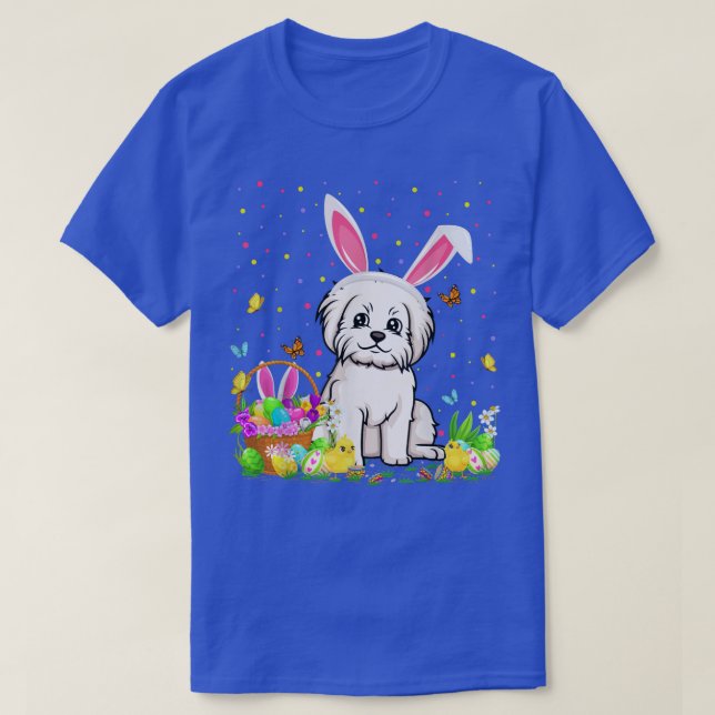 Easter Maltese Dog Bunny Egg Hunting Maltese Easte T-Shirt (Design Front)