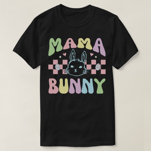 Easter Mama Bunny Chequerboard Pattern T-Shirt (Design Front)