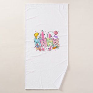 Easter Mama Bunny Ears Coquette Bow Easter Rabbit  Bath Towel