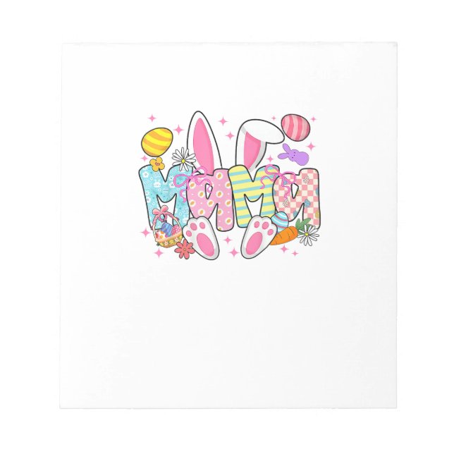 Easter Mama Bunny Ears Coquette Bow Easter Rabbit  Notepad (Front)