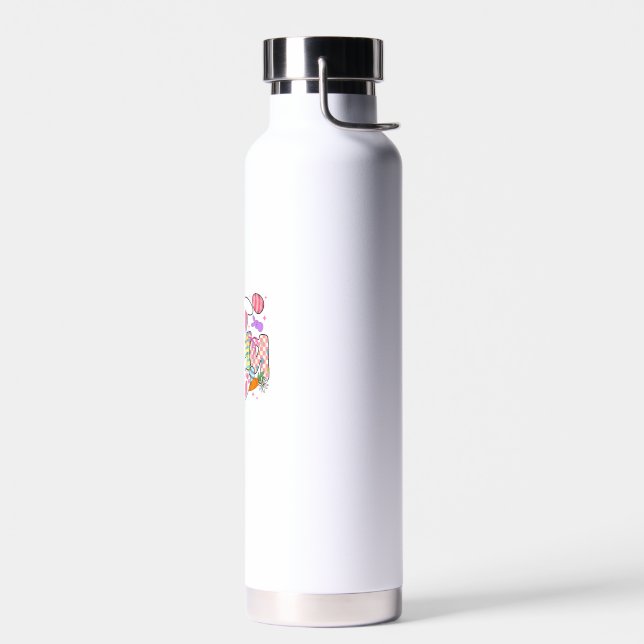 Easter Mama Bunny Ears Coquette Bow Easter Rabbit  Water Bottle (Left)