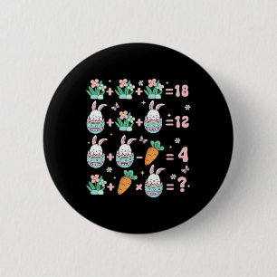Easter Math Teacher Bunny Funny Rabbit Men Women  2 Inch Round Button