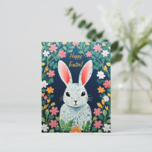 Easter Meadow Magic Bunny, Flowers & Joyful Colour Holiday Postcard