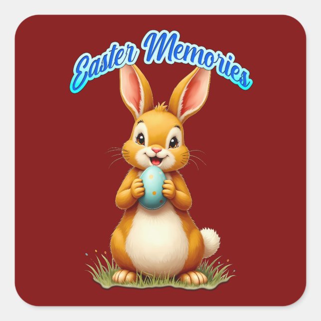 Easter Memories – Cute Bunny - Autocolante Square Sticker (Front)